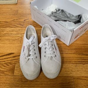 Superga white platforms